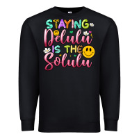 Black staying delulu is the solulu Premium Sweatshirt - Artiststas