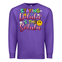 Purple staying delulu is the solulu Premium Sweatshirt - Artiststas