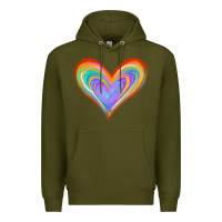 Army Green Watercolor Pride Heart Premium Hoodie - Jasminsmagicworld