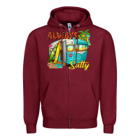 Burgundy always salty with caravan Zipper Hoodie - texasbilliewilder