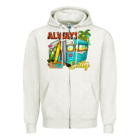 Oatmeal Heather always salty with caravan Zipper Hoodie - texasbilliewilder