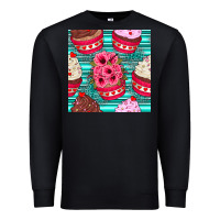 Black valentines day flower cupcakes and serape seamless pattern Premium Sweatshirt - BundleAndBundleShop