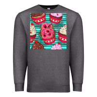 Charcoal Heather valentines day flower cupcakes and serape seamless pattern Premium Sweatshirt - BundleAndBundleShop
