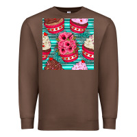 Chestnut valentines day flower cupcakes and serape seamless pattern Premium Sweatshirt - BundleAndBundleShop