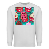 Dove Grey valentines day flower cupcakes and serape seamless pattern Premium Sweatshirt - BundleAndBundleShop