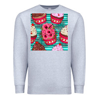 Heather Grey valentines day flower cupcakes and serape seamless pattern Premium Sweatshirt - BundleAndBundleShop