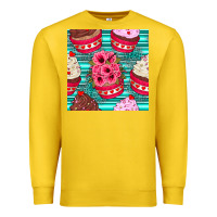 Lemon valentines day flower cupcakes and serape seamless pattern Premium Sweatshirt - BundleAndBundleShop