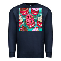 Navy valentines day flower cupcakes and serape seamless pattern Premium Sweatshirt - BundleAndBundleShop