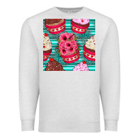 Oatmeal Heather valentines day flower cupcakes and serape seamless pattern Premium Sweatshirt - BundleAndBundleShop