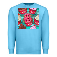 Ocean Blue valentines day flower cupcakes and serape seamless pattern Premium Sweatshirt - BundleAndBundleShop