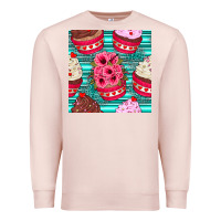 Pale Pink valentines day flower cupcakes and serape seamless pattern Premium Sweatshirt - BundleAndBundleShop