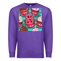 Purple valentines day flower cupcakes and serape seamless pattern Premium Sweatshirt - BundleAndBundleShop