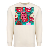 Sandshell valentines day flower cupcakes and serape seamless pattern Premium Sweatshirt - BundleAndBundleShop