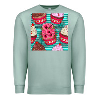 Seafoam valentines day flower cupcakes and serape seamless pattern Premium Sweatshirt - BundleAndBundleShop