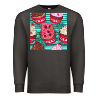 Smoke valentines day flower cupcakes and serape seamless pattern Premium Sweatshirt - BundleAndBundleShop