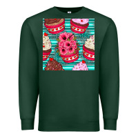 Sports Green valentines day flower cupcakes and serape seamless pattern Premium Sweatshirt - BundleAndBundleShop