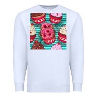 White valentines day flower cupcakes and serape seamless pattern Premium Sweatshirt - BundleAndBundleShop