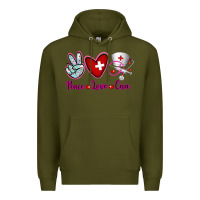 Army Green Peace Love Cna Premium Hoodie - RanaPortraitStore