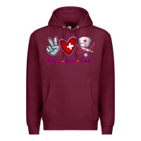 Burgundy Peace Love Cna Premium Hoodie - RanaPortraitStore