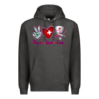 Charcoal Heather Peace Love Cna Premium Hoodie - RanaPortraitStore