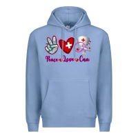 Colony Blue Peace Love Cna Premium Hoodie - RanaPortraitStore