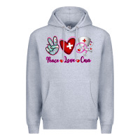 Heather Grey Peace Love Cna Premium Hoodie - RanaPortraitStore