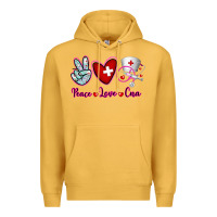 Mustard Peace Love Cna Premium Hoodie - RanaPortraitStore