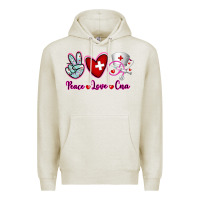 Oatmeal Heather Peace Love Cna Premium Hoodie - RanaPortraitStore