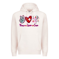 Pale Pink Peace Love Cna Premium Hoodie - RanaPortraitStore