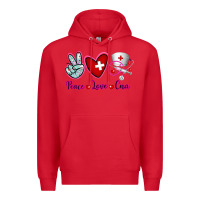 Red Peace Love Cna Premium Hoodie - RanaPortraitStore