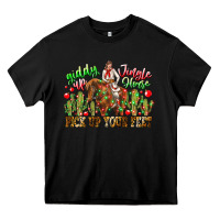 Black Giddy Up Jingle Horse Pick Up Your Feet Heavy Core Tee - CowhideDigitalArt