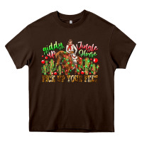Chocolate Brown Giddy Up Jingle Horse Pick Up Your Feet Heavy Core Tee - CowhideDigitalArt