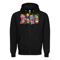 Black aloha coffe cups Zipper Hoodie - texasbilliewilder