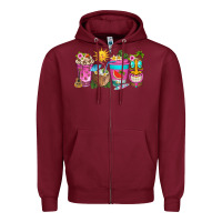 Burgundy aloha coffe cups Zipper Hoodie - texasbilliewilder