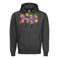 Charcoal Heather aloha coffe cups Zipper Hoodie - texasbilliewilder