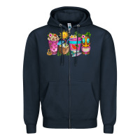 Navy aloha coffe cups Zipper Hoodie - texasbilliewilder