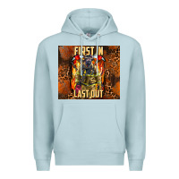 Blue Mist first in last out firefighter Premium Hoodie - AdoDesignShop