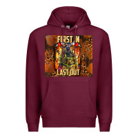 Burgundy first in last out firefighter Premium Hoodie - AdoDesignShop