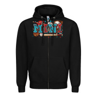 Black mini baseball Zipper Hoodie - Zillion Design Studio