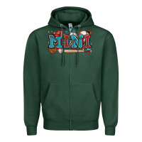 Sports Green mini baseball Zipper Hoodie - Zillion Design Studio