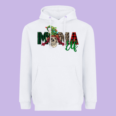 Mama Elf Skull Heavyweight Hoodie Designed By Fadigitalartstudio