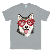 Heather Grey husky with love glasses Classic Tee - RanaPortraitStore