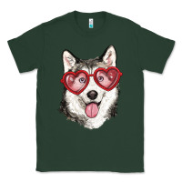 Sports Green husky with love glasses Classic Tee - RanaPortraitStore