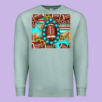 Football Leopard Turquoise Gemstone Sunflower Premium Sweatshirt Designed By Jahusdesignshop