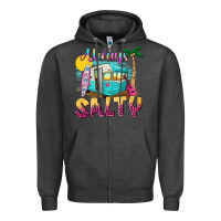 Charcoal Heather always salty with caravan Zipper Hoodie - texasbilliewilder