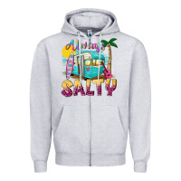Heather Grey always salty with caravan Zipper Hoodie - texasbilliewilder