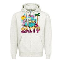 Oatmeal Heather always salty with caravan Zipper Hoodie - texasbilliewilder