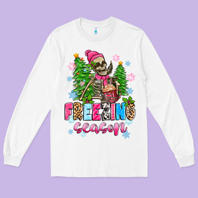 Long Sleeve Tee freezing season skeleton