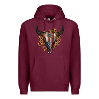 Burgundy American Bull Skull Premium Hoodie - Jasminsmagicworld