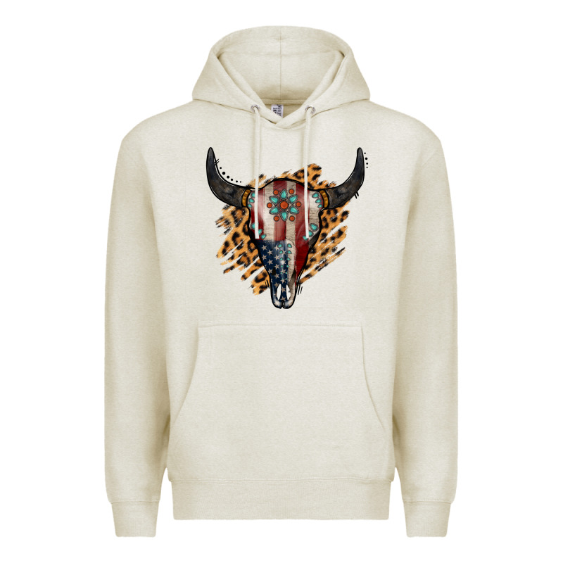 American Bull Skull Premium Hoodie by Jasminsmagicworld | Teevron